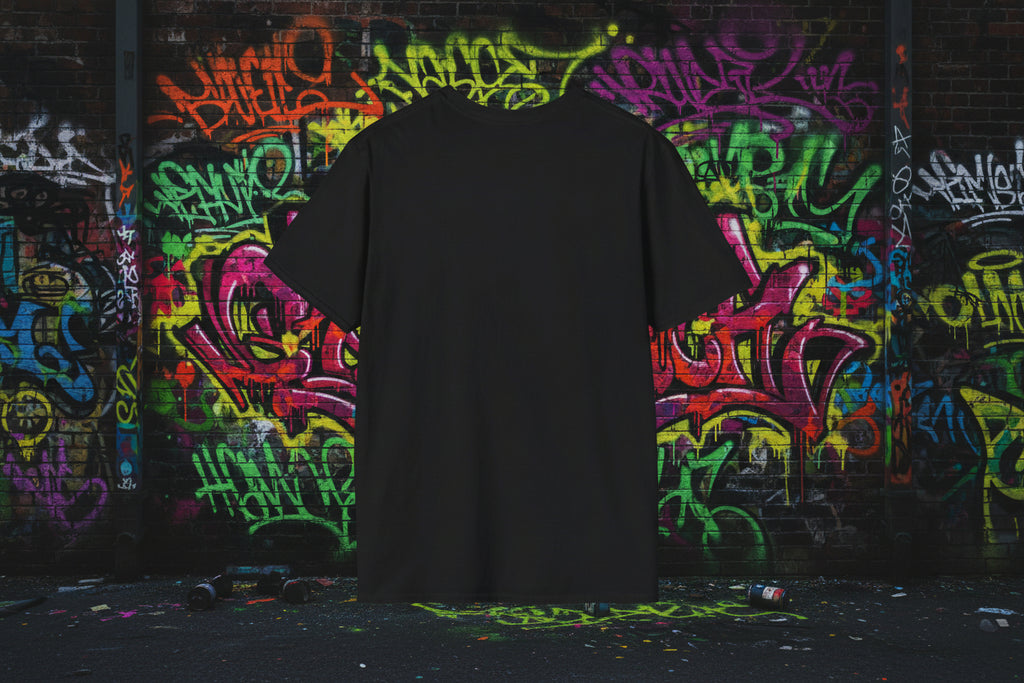 Black t-shirt on a white background