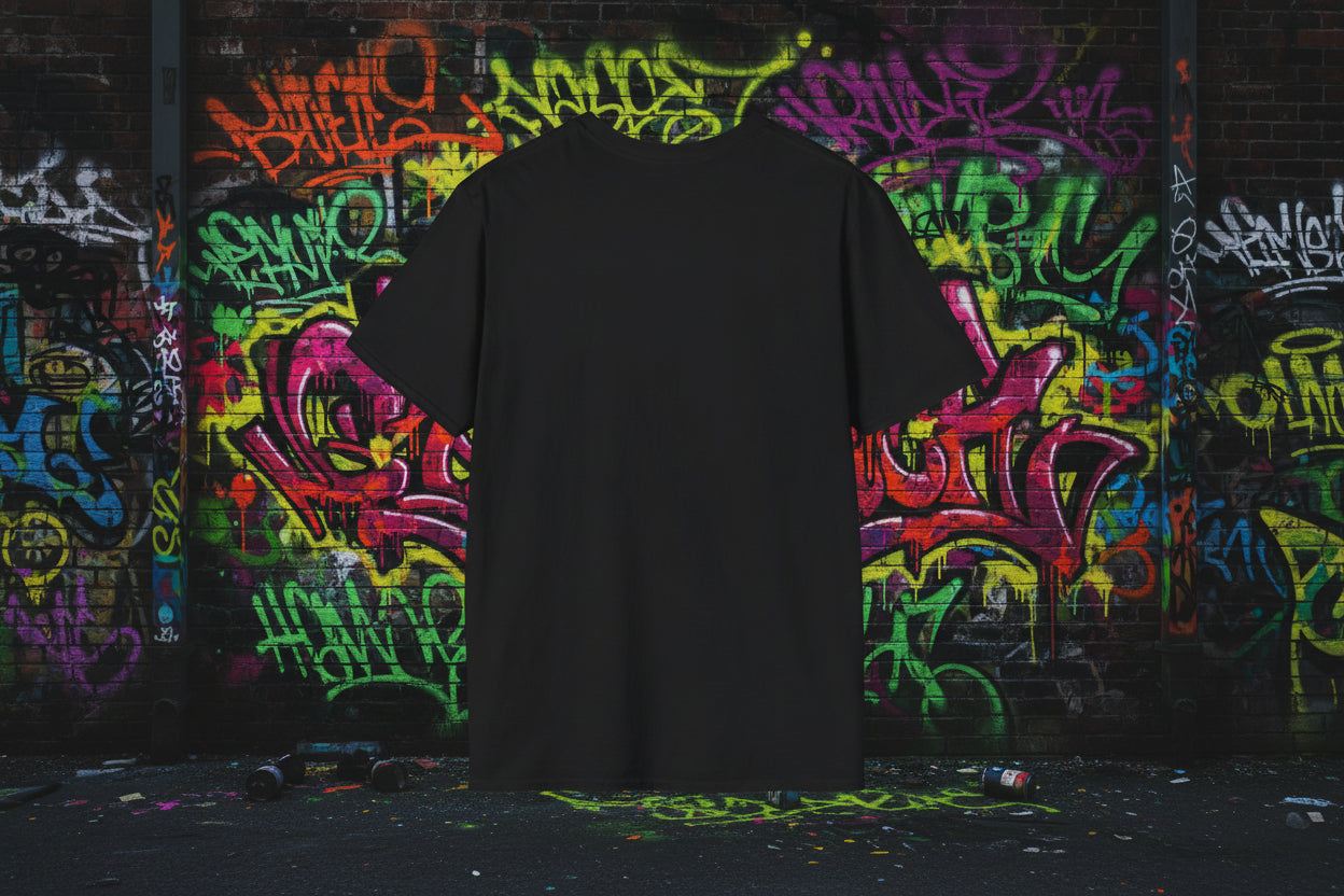 Black t-shirt on a white background