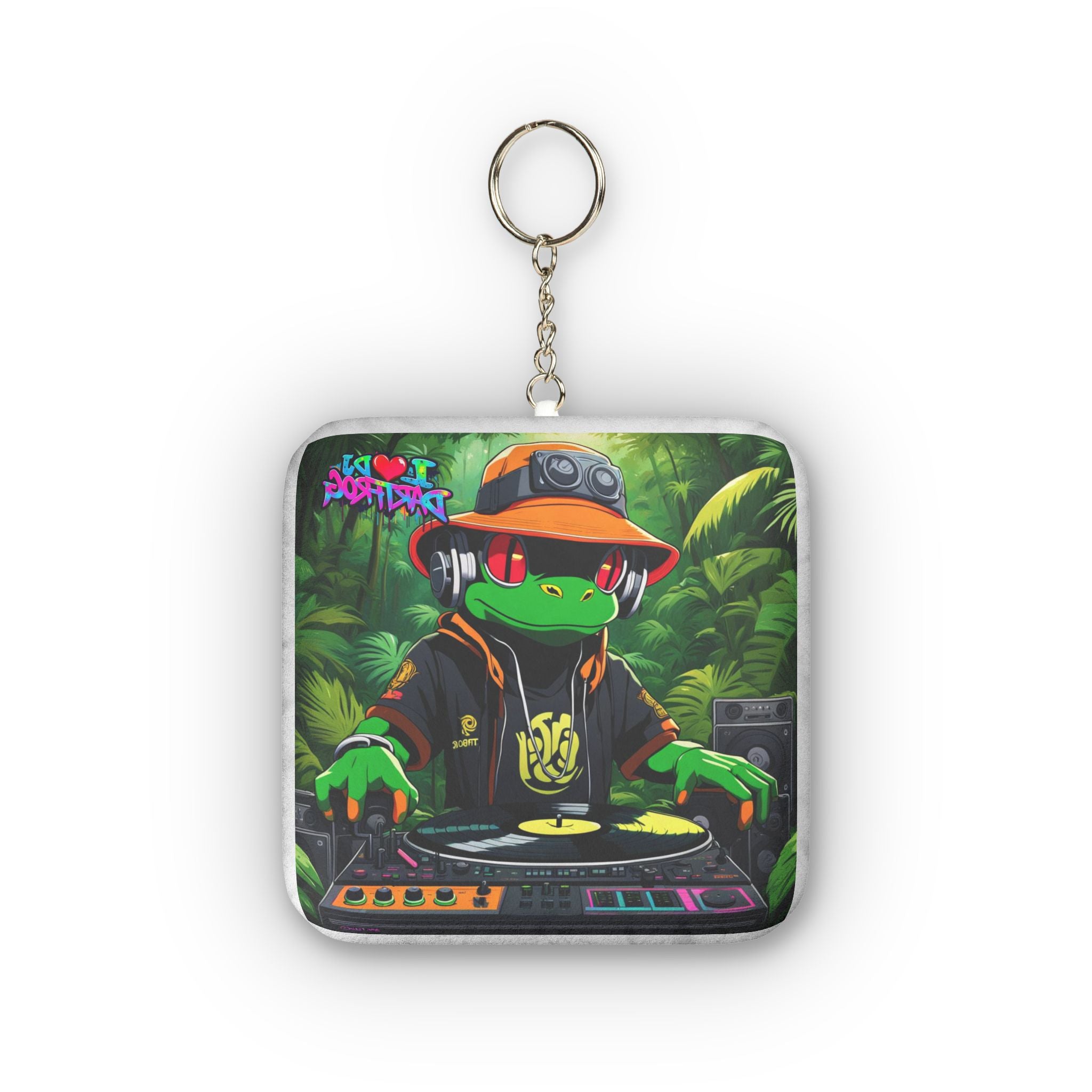 DJ Frog Mini PlushY Keychain — C Turntable Design