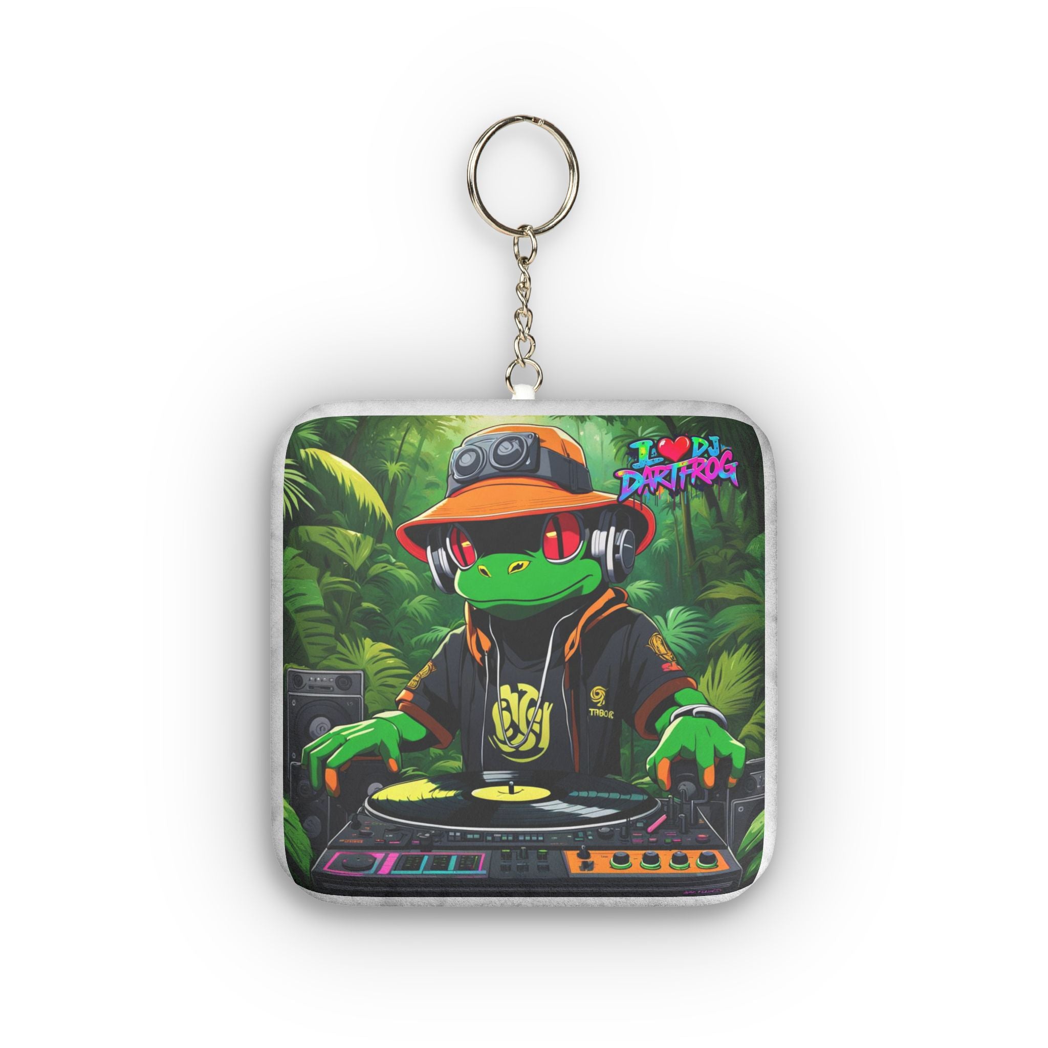 DJ Frog Mini PlushY Keychain — C Turntable Design