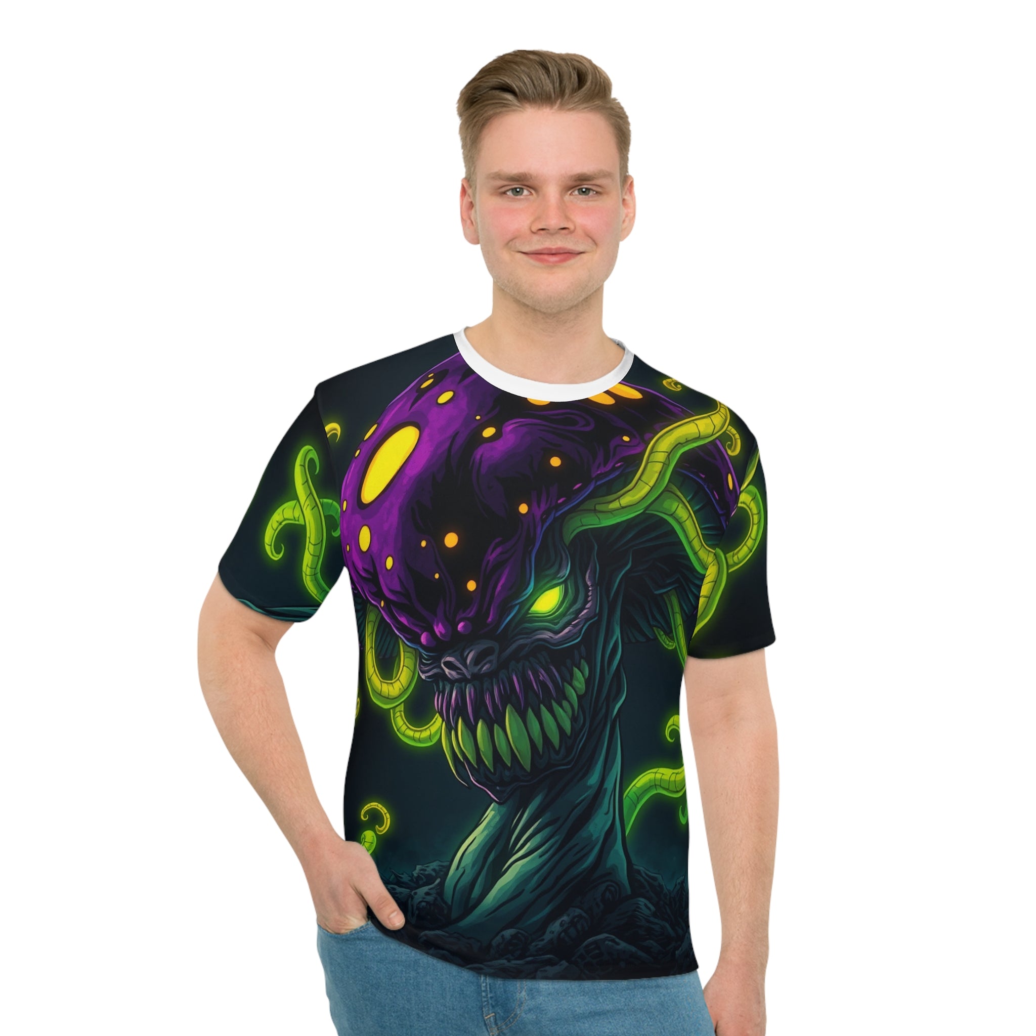 Mushroom Monster T-Shirt — Neon Fungi Horror Graphic Tee